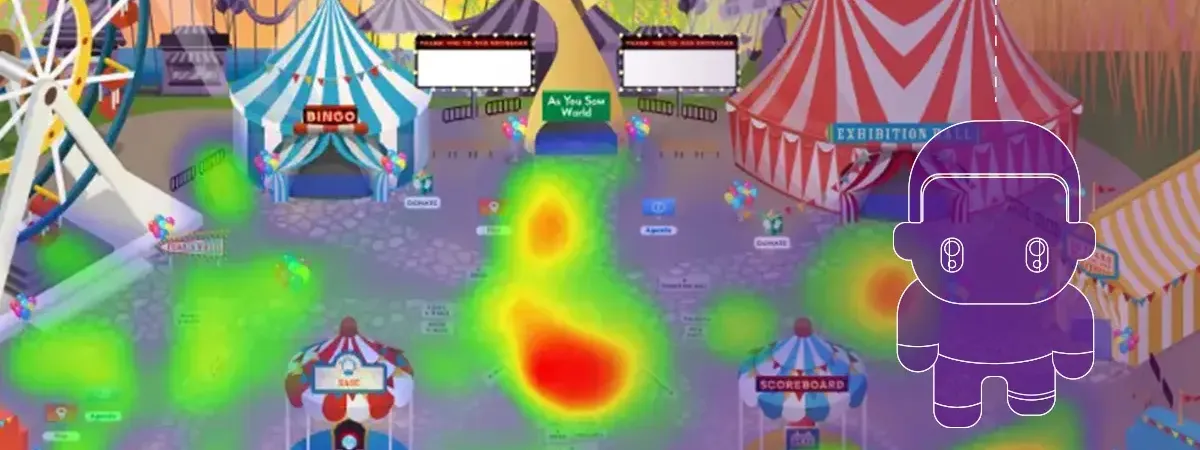 An image of a heatmap from an event at a virtual fairground