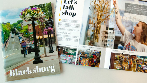 A photo of a magazine highlighting Blacksburg as a place to live and work