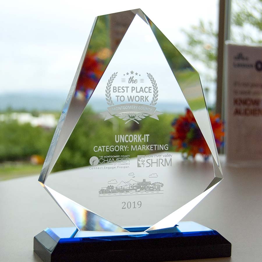 A photo of the Montgomery County Chamber of Commerce's Best Place to Work award for 2019.